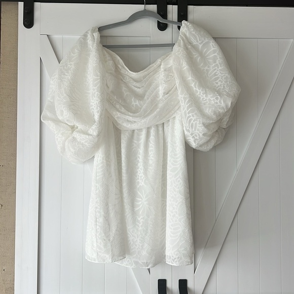 NWT Tanya Taylor Women’s Josette Puff Sleeve Mini Dress in White in size 4 - Picture 4 of 13